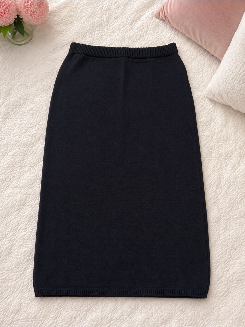 Essentials Black Knit Pencil Skirt